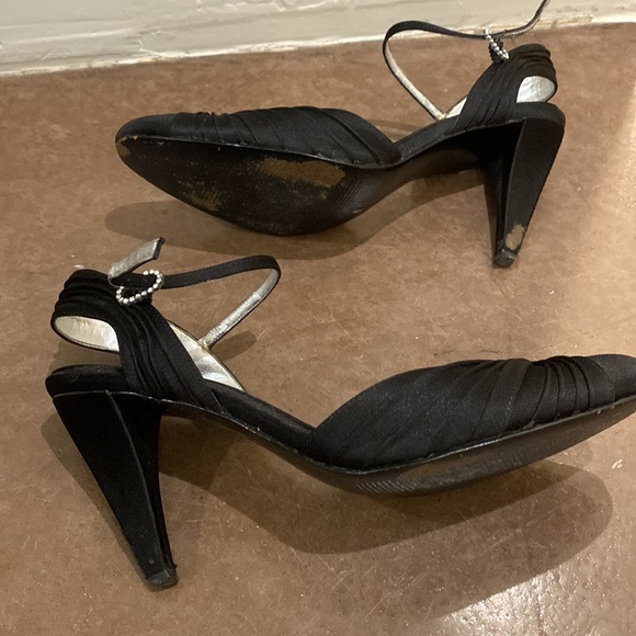 Naturalizer black satin closed toe heel with ankle strap. - Picture 7 of 7